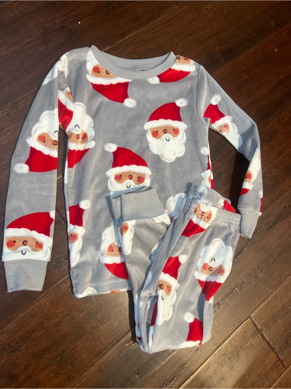 Carter's Grey and Red Santa Fleece Pajama Set